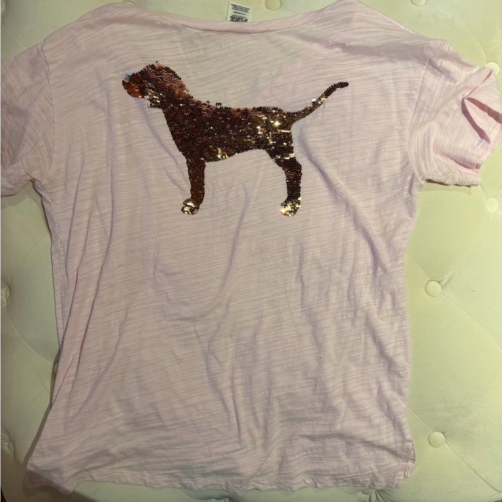 PINK Victoria's Secret Light Pink V-Neck Short Sleeve Tee